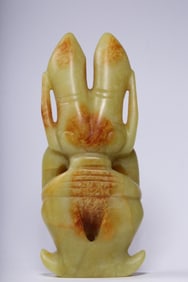 A Rare Archaic Jade Figure Handle Ornament