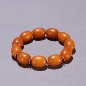A Rare Amber date shaped bead bracelet