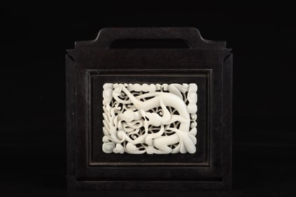 A Rare White Jade Wooden Box