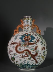 A Rare Doucai Seawater Dragon Pattern Vase