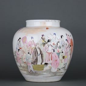 A Rare Famille-Rose Figure Pattern Jar