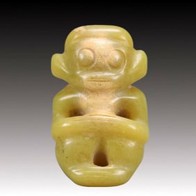 An Archaic Hongshan Culture Yellow Jade Figure Ornament