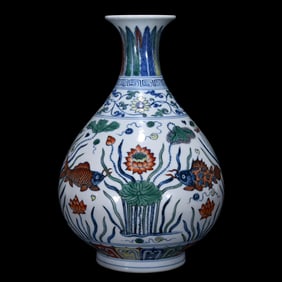A Rare Doucai Fish and Algae Pattern Vase