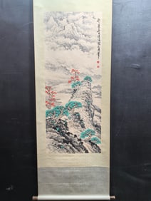 A Chinese Vertical Scroll Ink Painting of Flower on Paper,Guan Shanyue