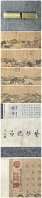 A Chinese Hand Scroll Ink Painting of Landscape and Figure on Paper,Wen Zhengming