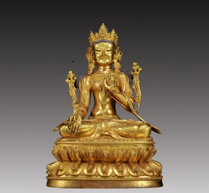 An Exquisite Gilt Bronze Statue of Avalokitesvara