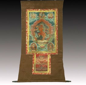 A Rare Brocade Painted Color Statue of Dakini Tangka