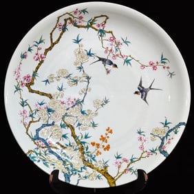 An Exquisite Famille-Rose Flower and Bird Pattern Plate