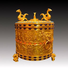 A Rare Gilt Bronze Auspicious Beast Figure Pattern Double-Ears Censer
