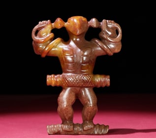 An Exquisite White Jade Frogman Ornament