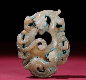 An Exquisite White Jade Dragon and Phoenix Pattern Pendant