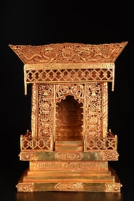 A Rare Gilt Bronze Eight Treasures Pattern Niche