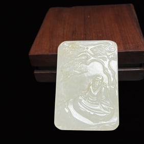 An Exquisite White Jade Figure Pattern Pendant