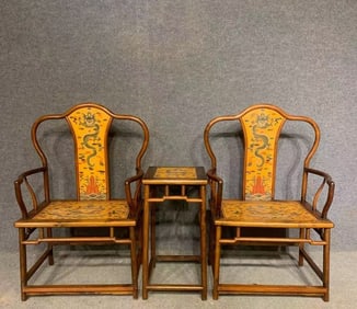 A Set of Huge Huanghuali wood Auspicious Cloud and Dragon Pattern Furniture?With Poem