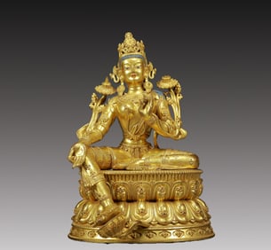 A Solemn Gilt Bronze Statue of Tara