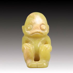 An Archaic Hongshan Culture Yellow Jade Figure Ornament