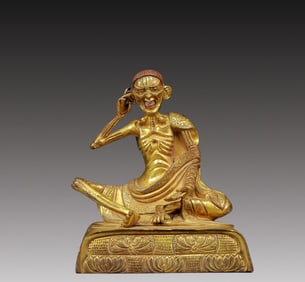 A Solemn Gilt Bronze Statue of Arhat