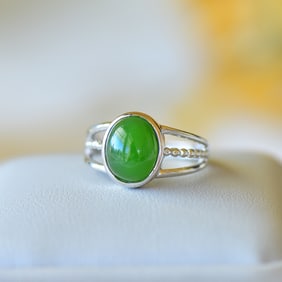 An Exquisite Sterling Silver Inlaid Jasper Ring