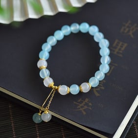 An Exquisite Sterling Silver-Gold Plated Inlaid Agate Bracelets