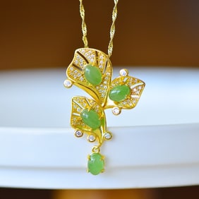 A Set of Fine Sterling Silver-Gold Plated Inlaid Jasper Jewelrys,Inlaid Diamond