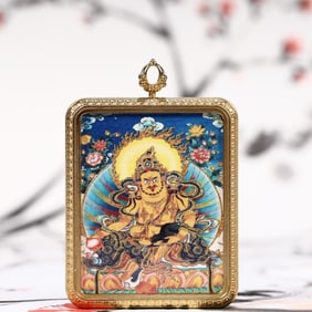 An Exquisite Painted Color Statue of Mammon Tangka