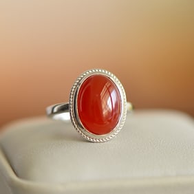 An Exquisite Sterling Silver Inlaid Agate Ring
