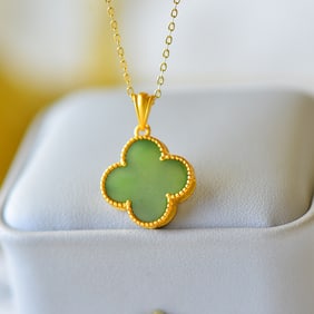 An Exquisite Sterling Silver-Gold Plated Inlaid Jasper Pendant