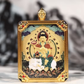 An Exquisite Painted Color Statue of Samantabhadra Tangka