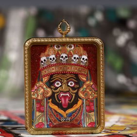 An Exquisite Painted Color Statue of Mammon Tangka
