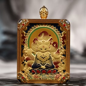 An Exquisite Painted Color Statue of Fox Spirit Tangka