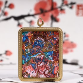 An Exquisite Painted Color Statue of Six-armed Mahakala Tangka