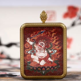 An Exquisite Painted Color Statue of Mammon Tangka