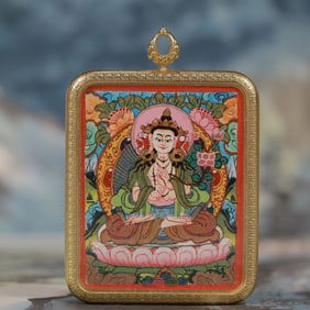 An Exquisite Painted Color Statue of White Tara  Tangka