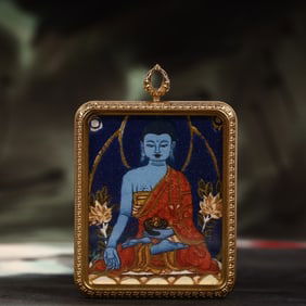 An Exquisite Painted Color Statue of Sakyamuni Tangka