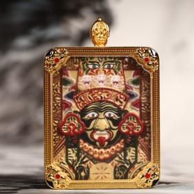 An Exquisite Painted Color Statue of Mammon Tangka