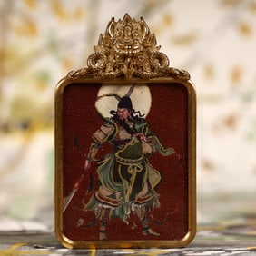 An Exquisite Painted Color Statue of Guan Gong Tangka