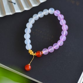 An Exquisite Sterling Silver-Gold Plated Inlaid Agate Bracelets