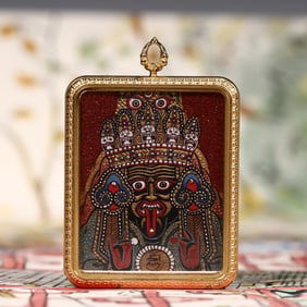 An Exquisite Painted Color Statue of Mammon Tangka