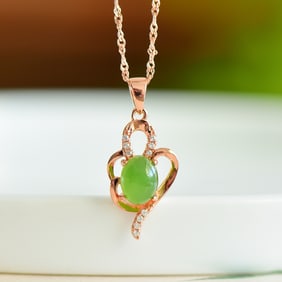 An Exquisite Sterling Silver-Gold Plated Inlaid Jasper Pendant,Inlaid Diamond