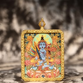 An Exquisite Painted Color Statue of Manjusri Tangka