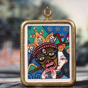 An Exquisite Painted Color Statue of Zhagilhamo Tangka