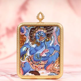 An Exquisite Painted Color Statue of Mammon Tangka
