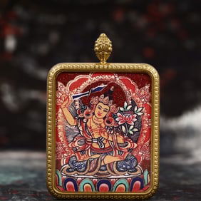 An Exquisite Painted Color Statue of Manjusri Tangka