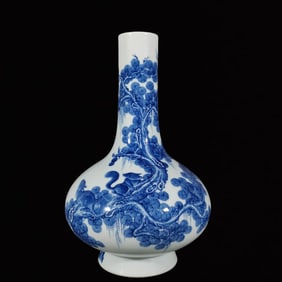 A Rare Blue and White Pine and Squirrel Pattern Vase