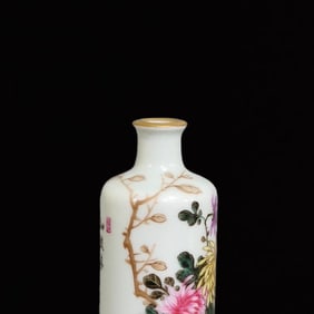 A Rare Famille-Rose Painted Gold Character and Story Pattern Double-Ears Vase