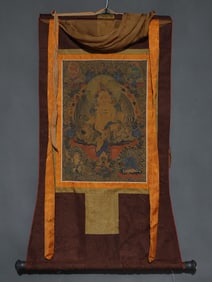 A Rare Brocade Painted Color Statue of Mammon Tangka