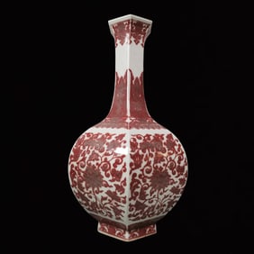 A Rare Underglaze-Red Lotus Pattern Vase