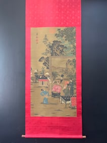 A Chinese Vertical Scroll Ink Painting of Figure on Silk