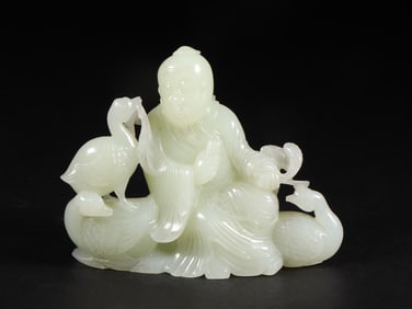 An Exquisite White Jade Figure Ornament