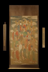A Chinese Vertical Scroll Ink Painting of Figure on Silk